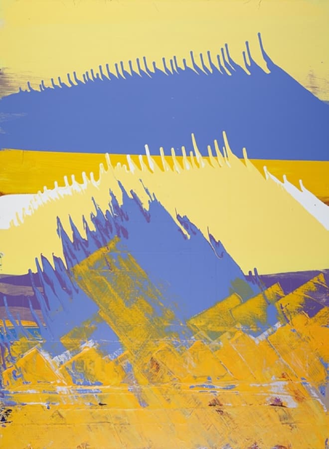 Let Praise Arise — abstract painting in radiant golds and blues