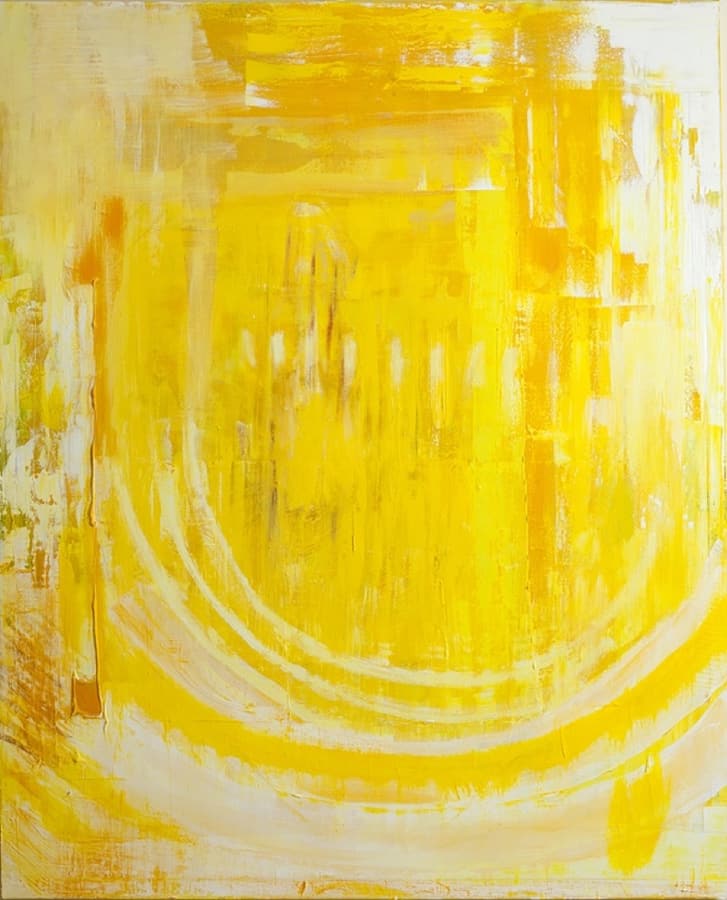 Sunburst — large abstract painting in fiery yellows and reds